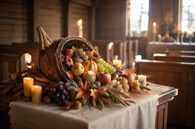 Thanksgiving Cornucopia on Chapel Altar