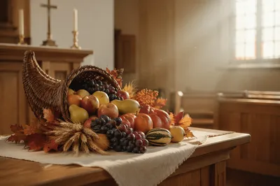 Thanksgiving Cornucopia on Chapel Altar