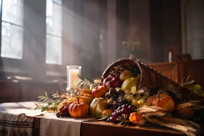 Thanksgiving Cornucopia on Chapel Altar