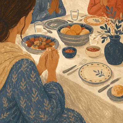 Thanksgiving Family Prayer at Dinner Table