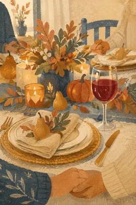 Thanksgiving Family Prayer at Candlelit Table