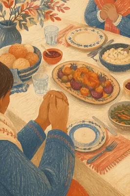 Thanksgiving Family Prayer at Dinner Table