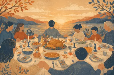 Thanksgiving Family Prayer on Sunset Terrace