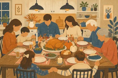 Thanksgiving Family Prayer at Dinner Table