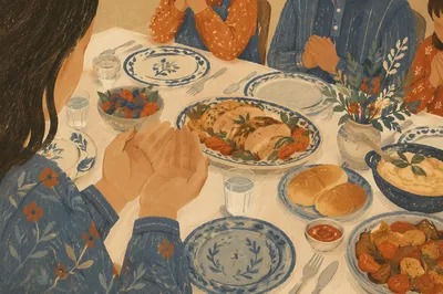 Thanksgiving Family Prayer at Dinner Table