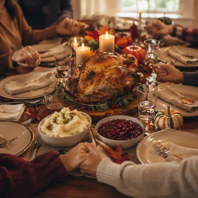 Thanksgiving Family Prayer Around Holiday Dinner