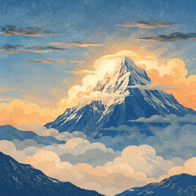 Radiant Transfiguration Light Over Winter Mountain