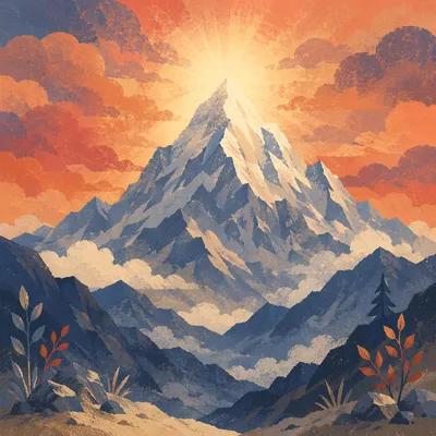Transfiguration Glory Over Snowy Mountain Summit