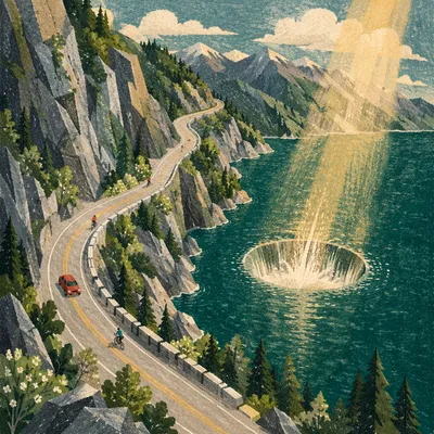 Mountain Road Radiance by Emerald Reservoir