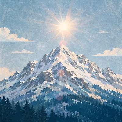Transfiguration Light Over Snowy Mountain Summit