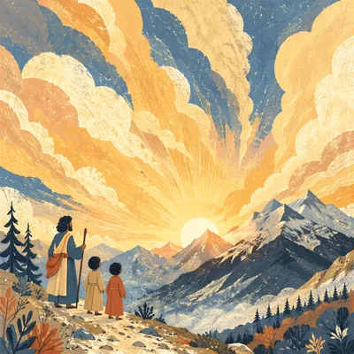 Transfiguration Glory Over Snowy Mountain Summit