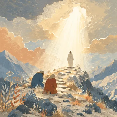 Transfiguration Light Over Snowy Mountain Summit