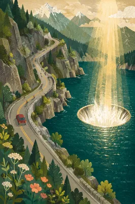 Radiant Mountain Road Beside Emerald Reservoir
