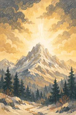 Transfiguration Light Over Winter Mountain Summit