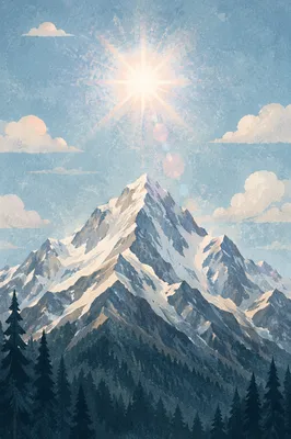 Transfiguration Light Over Snowy Mountain Summit