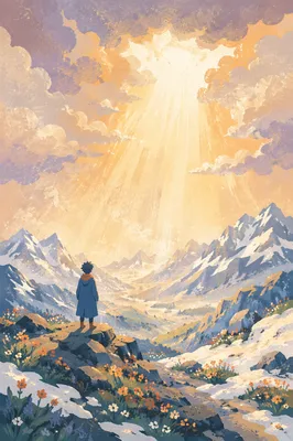 Radiant Mountain Summit at Spring Dawn