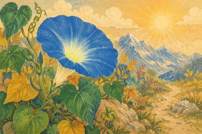 Luminous Blue Wildflower on Mountain Path