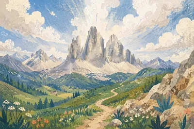 Bright Summer Mountaintop Glory Landscape