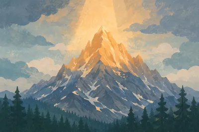 Mountain Top Glory in Golden Light