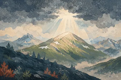 Mountain Summit Glory in Bright Light