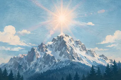 Mountain Top Glory in Bright Winter Light