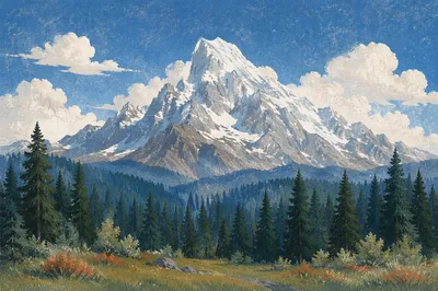 Radiant Mountain Glory Above Evergreen Forest