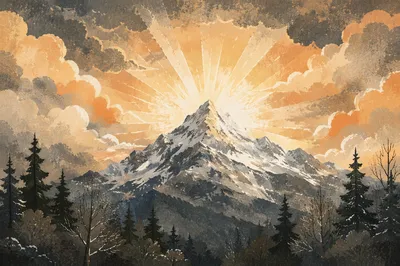 Radiant Mountain Glory at Winter Dawn