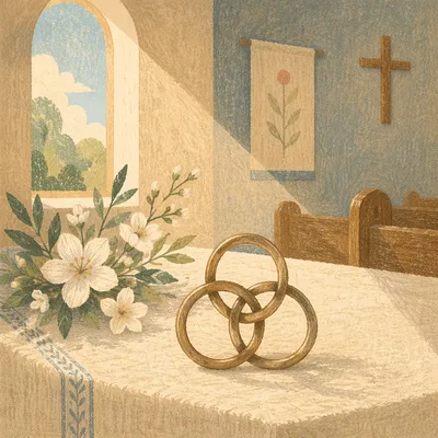 Trinity Sunday Triangle Symbol with Brass Rings