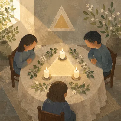 Trinity Sunday Candles in Triangle Light