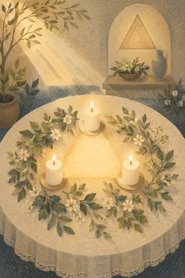 Trinity Sunday Candles in Triangle Light