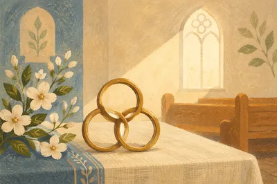 Trinity Sunday Triangle Symbol with Brass Rings