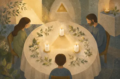 Trinity Sunday Candles in Gentle Triangle Light