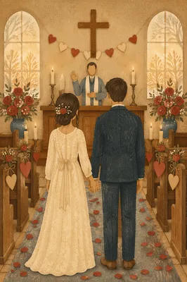 Valentine Marriage Blessing in Country Chapel