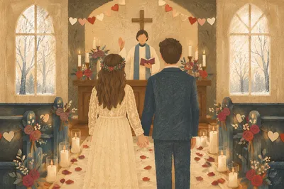 Valentines Church Marriage Blessing in Chapel