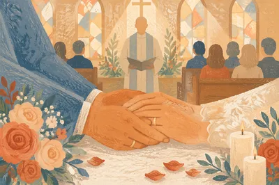 Valentine Marriage Blessing in Intimate Chapel