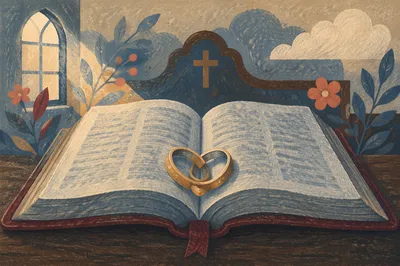 Gold Wedding Rings on Open Scripture