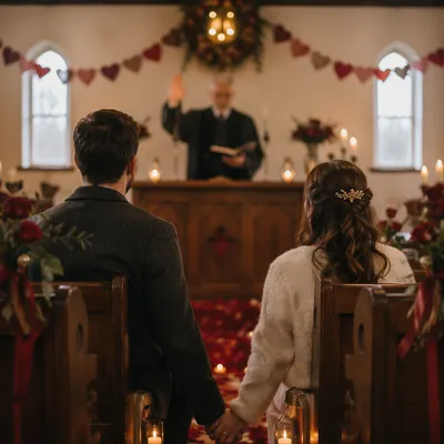 Valentine Marriage Blessing in Country Chapel