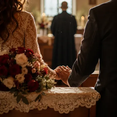 Valentines Church Marriage Blessing at Golden Hour