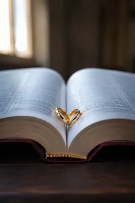 Gold Wedding Rings on Open Scripture