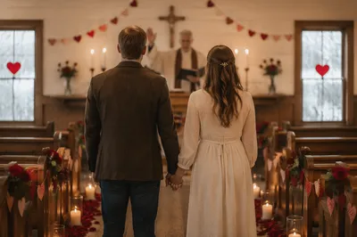 Valentine Marriage Blessing in Country Chapel
