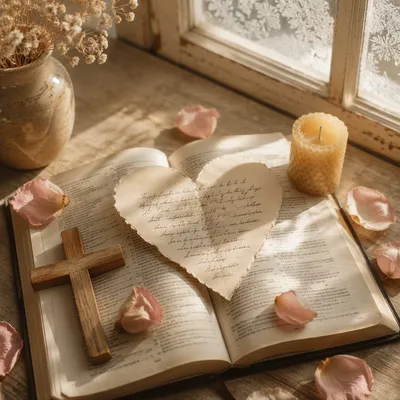 Heart Shaped Note on Open Bible