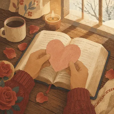 Heart Shaped Card on Open Bible