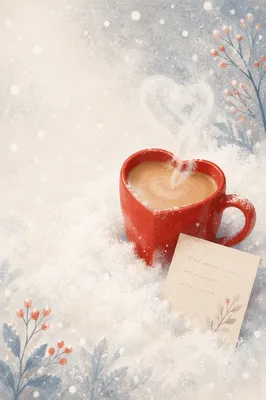Heart Shaped Mug in Snow