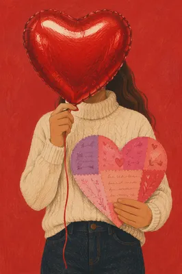 Person Holding Heart Balloon and Card