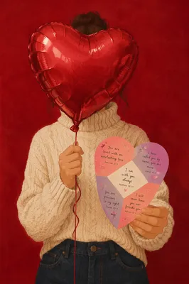 Person Holding Red Heart Balloon