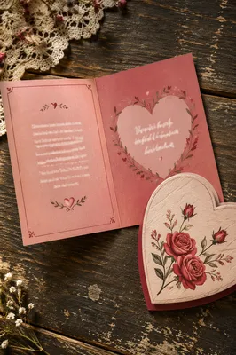 Valentine Card and Heart Keepsake Flat Lay