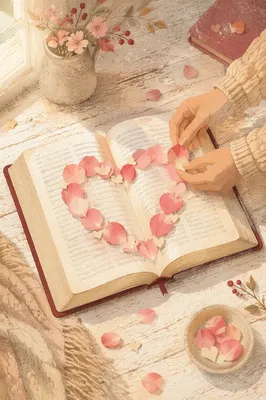 Valentine Bible With Rose Petal Heart