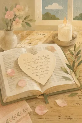 Valentine Heart Scripture on Open Bible
