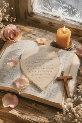 Heart-Shaped Paper on Open Bible