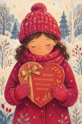 Gloved Hands Holding Red Heart Gift